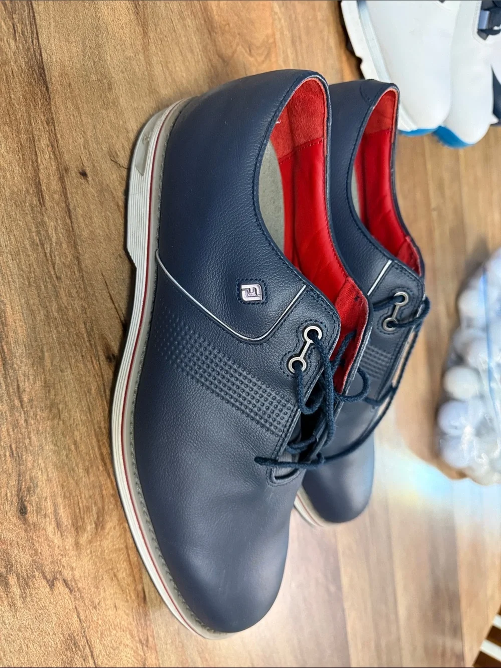 FootJoy Navy and Red Men's Slip-On Golf Shoes